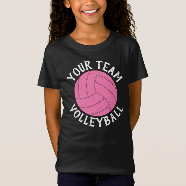 T-Shirt Pink Volleyball Custom Nom de l'équipe Girls Jerse (Devant)