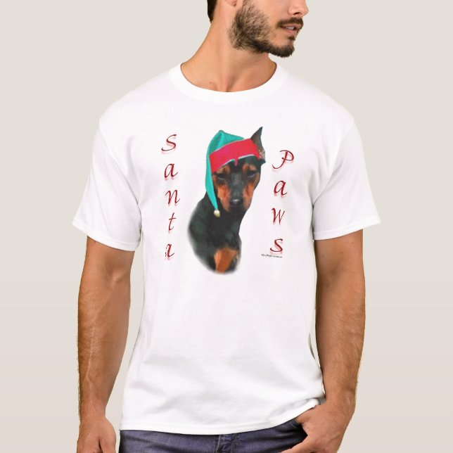 T-shirt Pinscher Miniature Père Noël Paws (Devant)