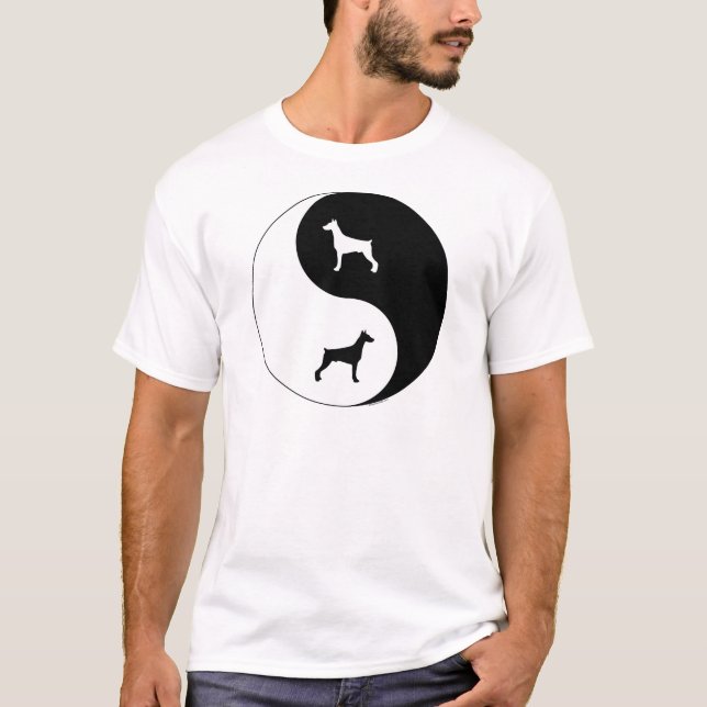 T-shirt Pinscher Yin Yang de dobermann (Devant)