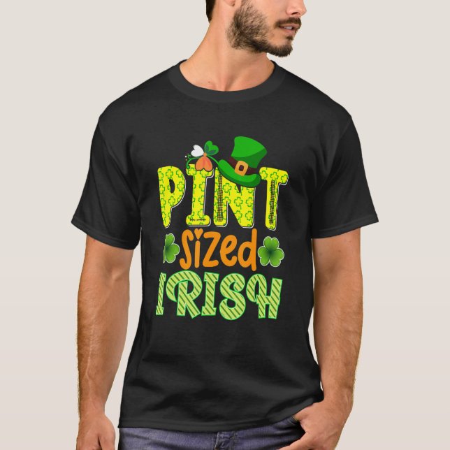 T-shirt Pint Sized Irish Cute Lucky Shamrock St Patrick's  (Devant)