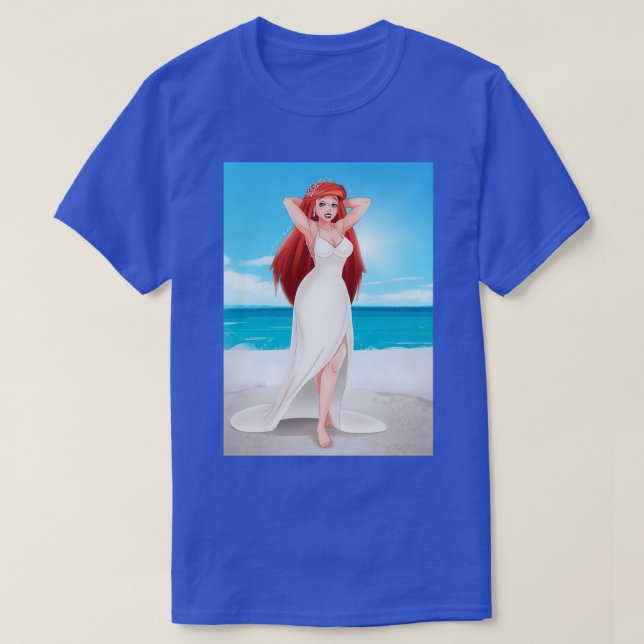 T-shirt PinUp Mariage de sirène rouge (Design devant)
