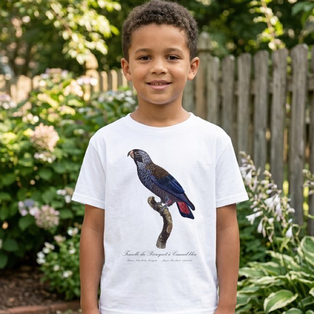 T-shirt Pionus fuscus, ou Pion gris-perle (Dusky Parrot or Dusky Pionus, Pionus fuscus. Boy Basic White T-Shirt)