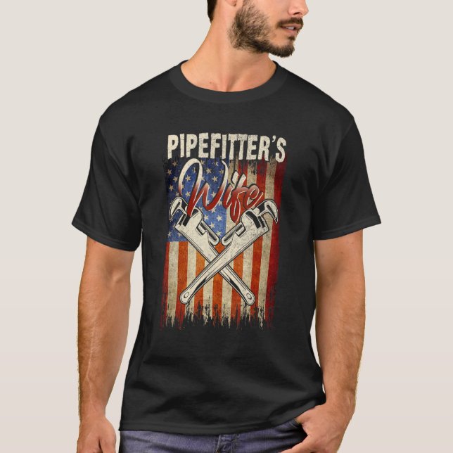 T-shirt Pipefitters Femme Fierté Patriotique Distressed Am (Devant)
