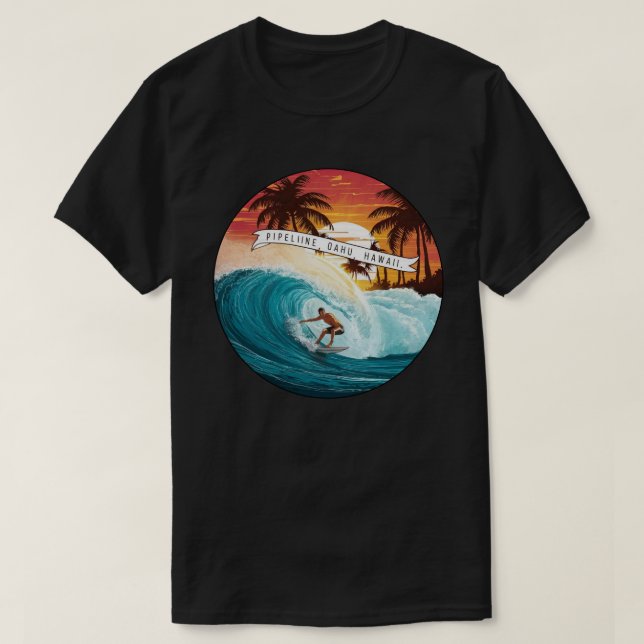 T-shirt Pipeline, Oahu, Hawaii (Design devant)