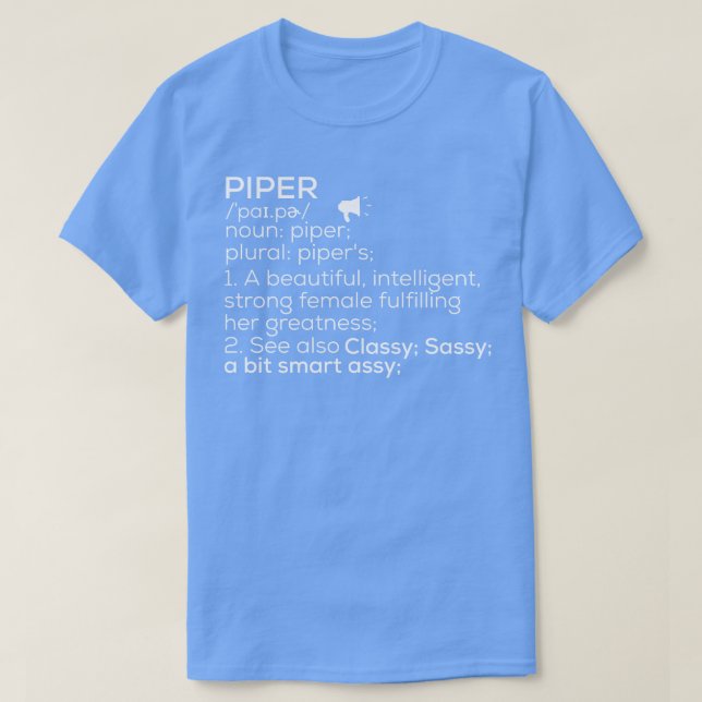 T-shirt Piper Name Piper Definition Piper Femme Name Pipe (Design devant)