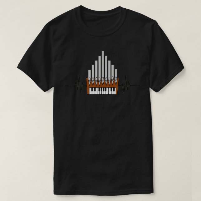 T-shirt Pipes Church Organist Instrument Heartbeat Pulse P (Design devant)