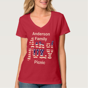 T-shirt Pique-nique familial personnalisé Patriotique Jui