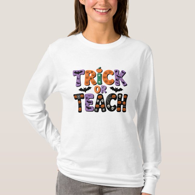 T-shirt Pique ou enseigner l'Halloween (Devant)