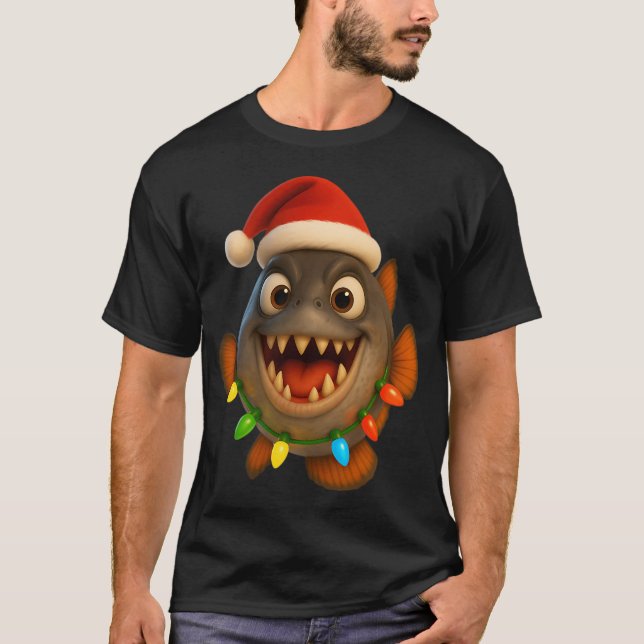 T-shirt Piranha de Noël (Devant)