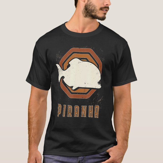 T-shirt Piranha Vintage Retro Classic Animal Love (Devant)