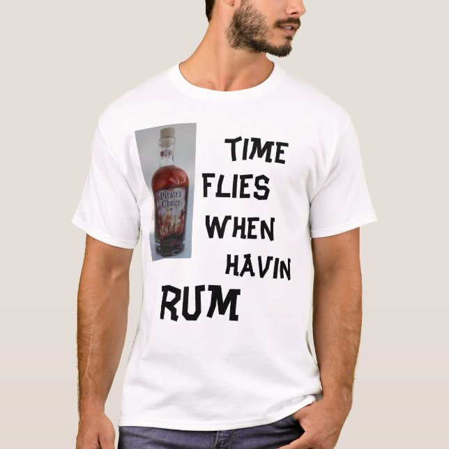 T-shirt pirat4e, temps, mouches, quand, havin, rhum (Devant)