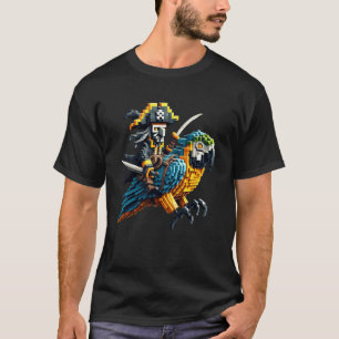 T-shirt Pirate à cheval sur un perroquet Style de bloc Gam