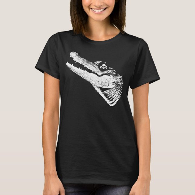 T-shirt Pirate Alligator With Eye Patch Skull (Devant)