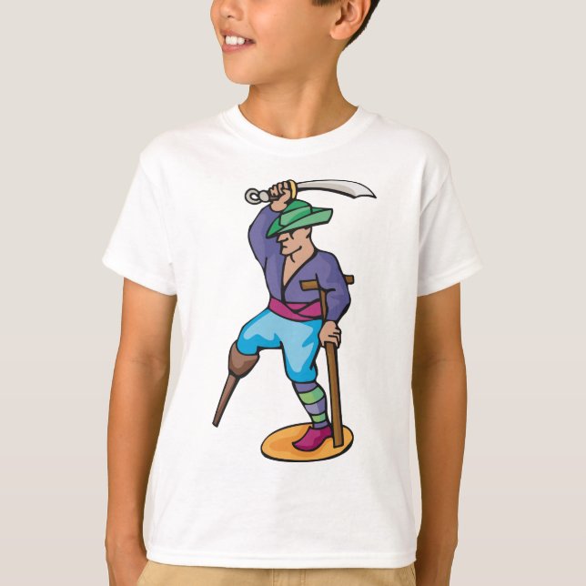 T-shirt Pirate avec Jambe de Bois et Épée (Devant)