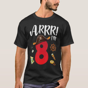T-shirt Pirate Birthday Art I'm 8 years Happy Day Me