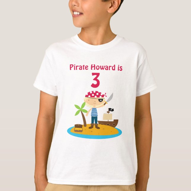 T-shirt Pirate Birthday Boy Nom personnalisé (Devant)