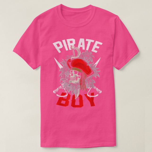 T-shirt Pirate Boy Skeleton Halloween Funny Jolly roger  (Design devant)
