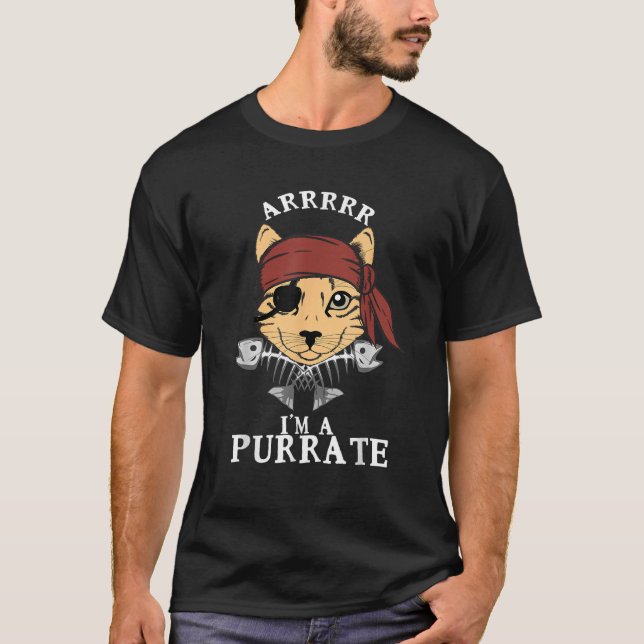 T-shirt Pirate Ca Arr Purrate Kitty Eye Patch Poche G (Devant)