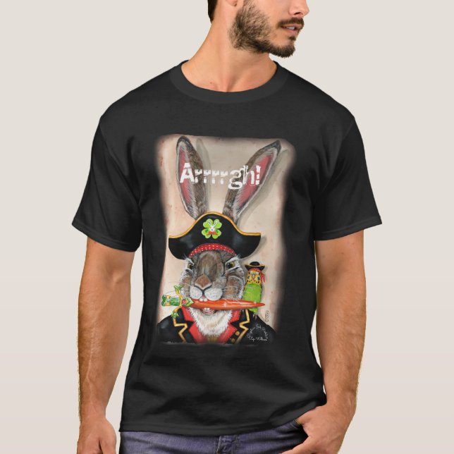 T-shirt Pirate Capitaine Jack Rabbit Parakee Animal Mens (Devant)