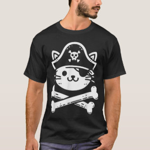 T-shirt Pirate Chat Crossbones Amoureux de les chats Chats