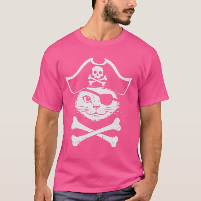 T-shirt Pirate Chat Crossbones Amoureux de les chats Chats (Devant)
