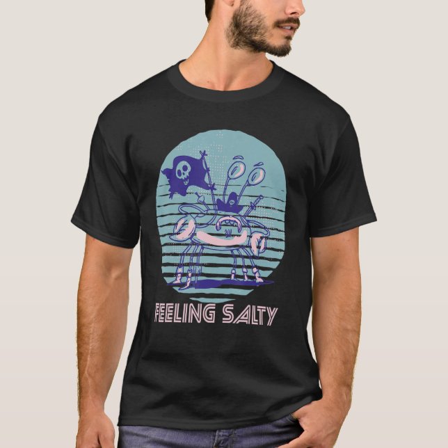 T-shirt Pirate Crab Feeling Salty Crawfish Retro Ocean  Lo (Devant)
