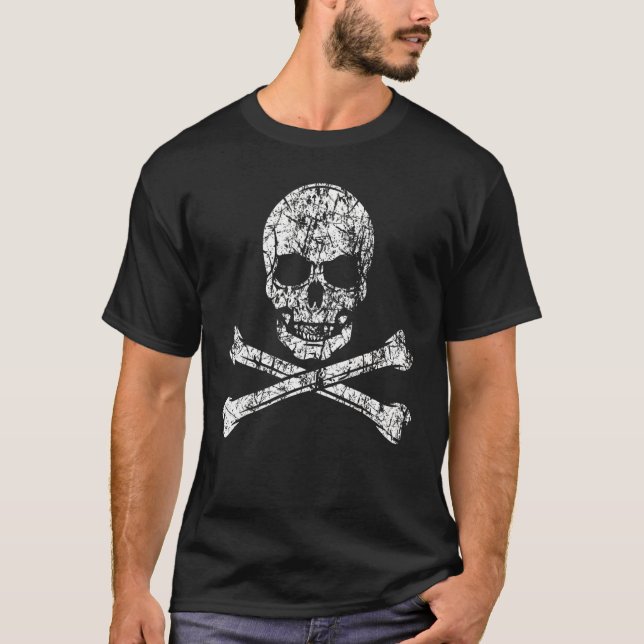 T-shirt Pirate Crâne Et Traverses Sea Sailor Crew Navire T (Devant)