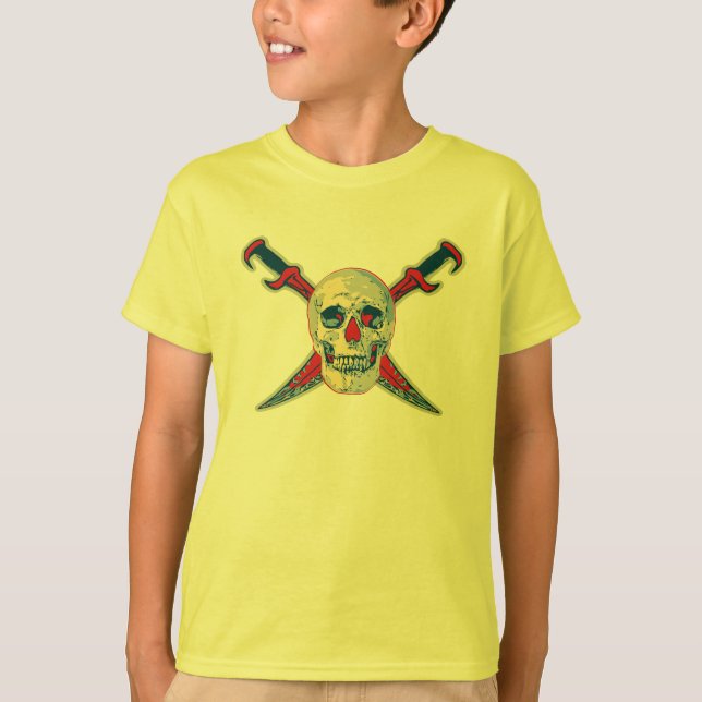 T-shirt Pirate (Crâne) - Les pattes de base des enfants Co (Devant)