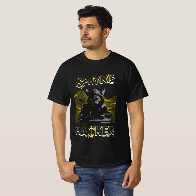 T-shirt Pirate de chat Sphynx noir (Devant entier)