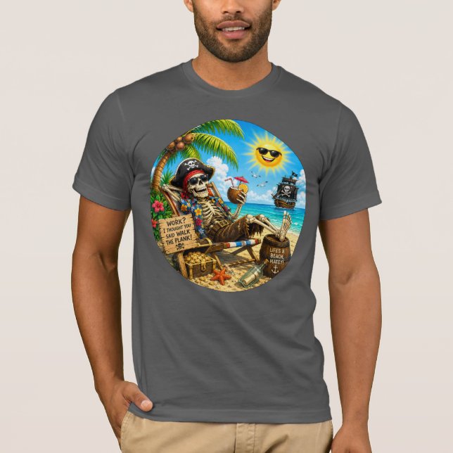 T-shirt Pirate de Plage Drôle (Devant)