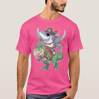 T-shirt Pirate de requin équitation Dinosaur Halloween