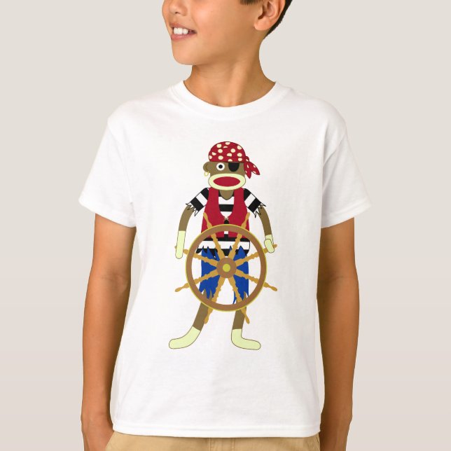 T-shirt Pirate de singe de chaussette (Devant)