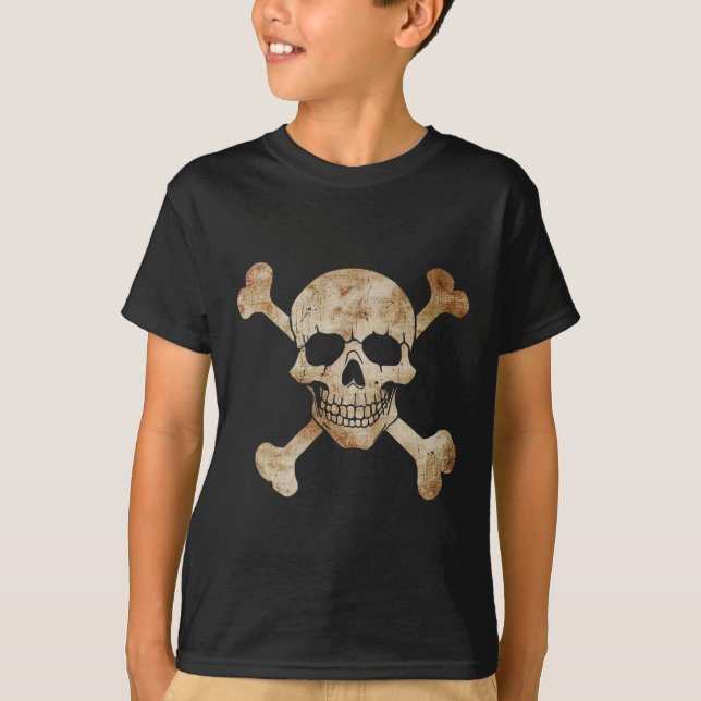 T-shirt Pirate Drapeau Crâne Et Crossbones Squelette Graph (Devant)