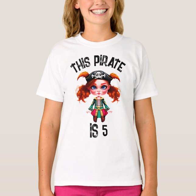 T-shirt Pirate filles thème do-it-yourself âge anniversair (Devant)
