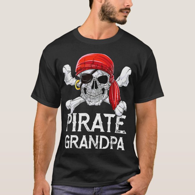 T-shirt Pirate grand-père Jolly roger Fêtes des pères Cade (Devant)