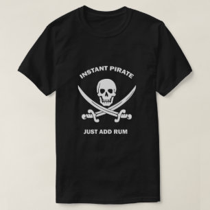 T-shirt Pirate instantanée Ajouter rhum Noir de base