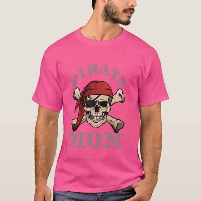 T-shirt Pirate Maman Drapeau Crâne Crossbones Drôle Mère M (Devant)