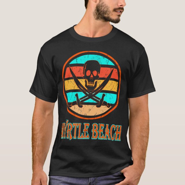 T-shirt Pirate Myrtle Beach Vacances Distressed Image (Devant)