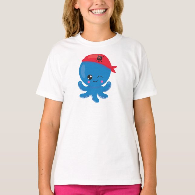 T-shirt Pirate Octopus, Pipe mignonne, Petite Octopus (Devant)
