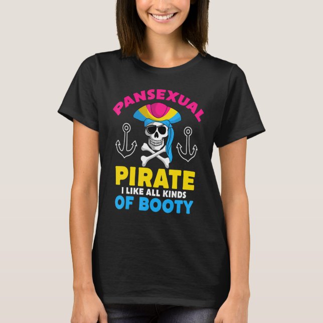 T-shirt Pirate Pansexuel J'Aime Toutes Sortes De Belle LGB (Devant)