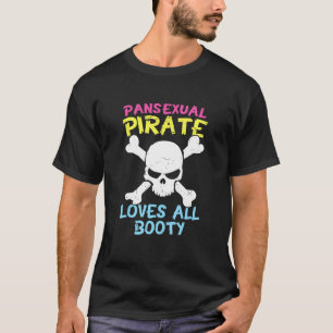 T-shirt Pirate Pansexuel Rétro Aime Tous Booty Cute Lgbt P
