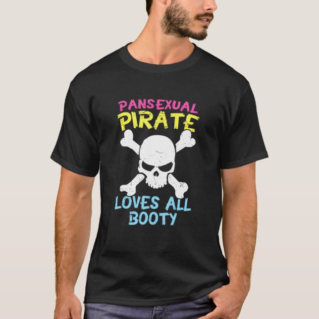 T-shirt Pirate Pansexuel Rétro Aime Tous Booty Cute Lgbt P (Devant)