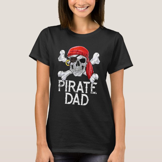 T-shirt Pirate Papa Jolly roger Drapeau Crâne Crossbones (Devant)