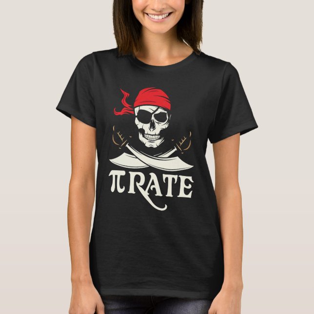 T-shirt Pirate  Pi Mathematical Skull Captain  Pi Day (Devant)