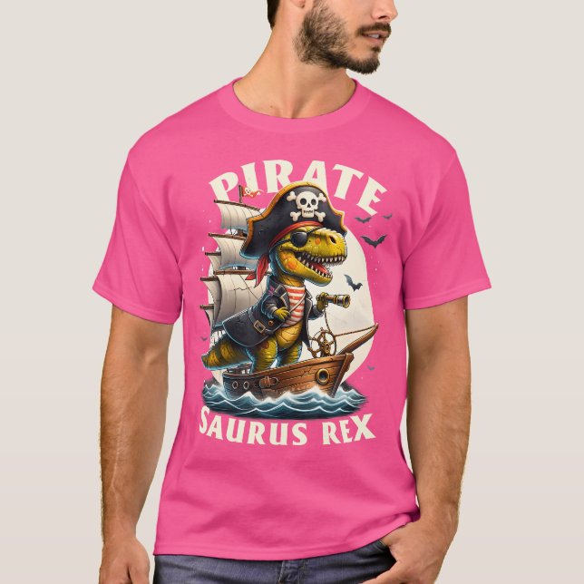 T-shirt Pirate Saurus Rex Halloween T Rex Dinosaure Caribé (Devant)