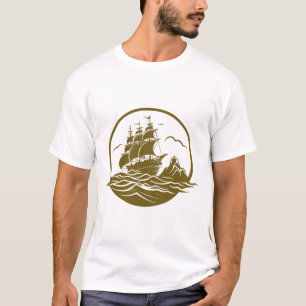 T-shirt Pirate Ship Ocean World Wonder Adventure Vector