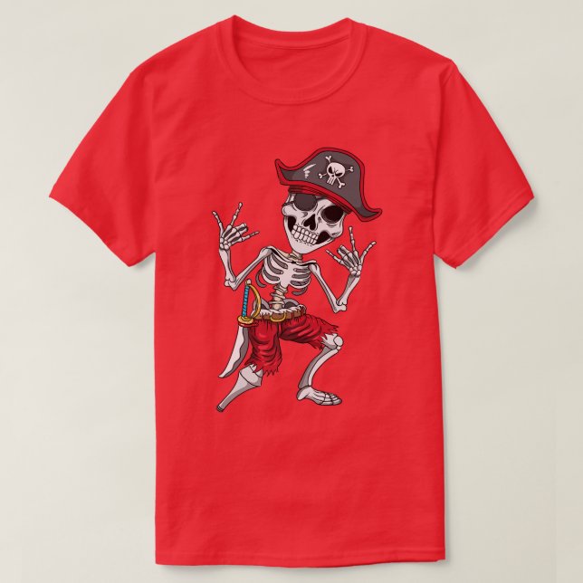 T-shirt Pirate Ship Sea Rock Rocker Heavy Metal Skeleton S (Design devant)