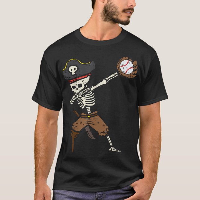 T-shirt Pirate Skeleton Baseball Catcher Halloween Garçons (Devant)