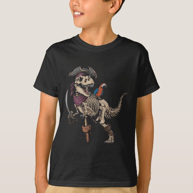 T-shirt Pirate Skeleton Dinosaur T Rex Funny Tyrannosaurus (Devant)
