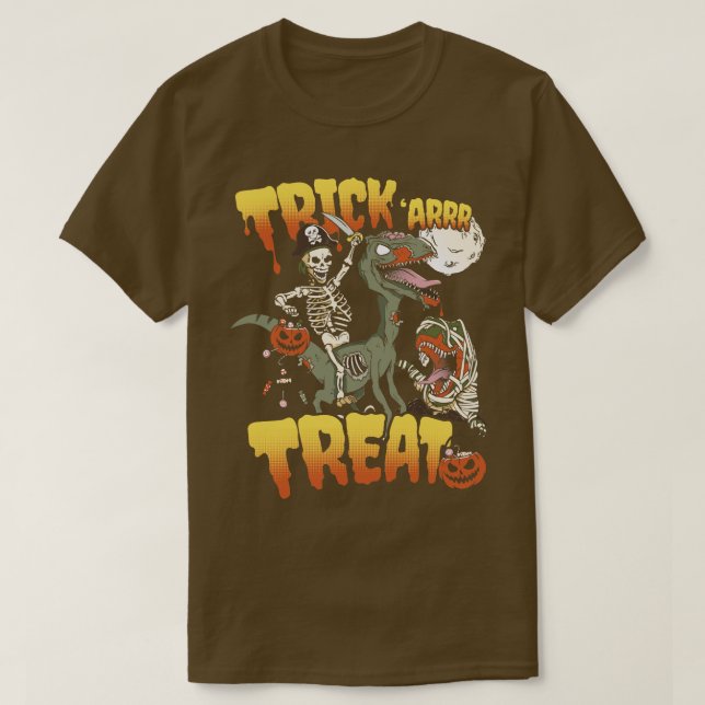 T-shirt Pirate Skeleton équitation Zombie Dinosaur Velocir (Design devant)